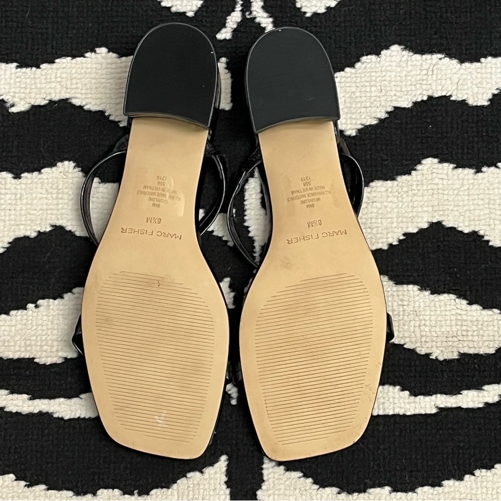 Marc Fisher Black Caylon Croc Embossed Block Heel Strappy Slide Sandal Size 8.5 - Picture 8 of 9